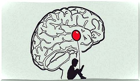 Boy with red balloon in brain