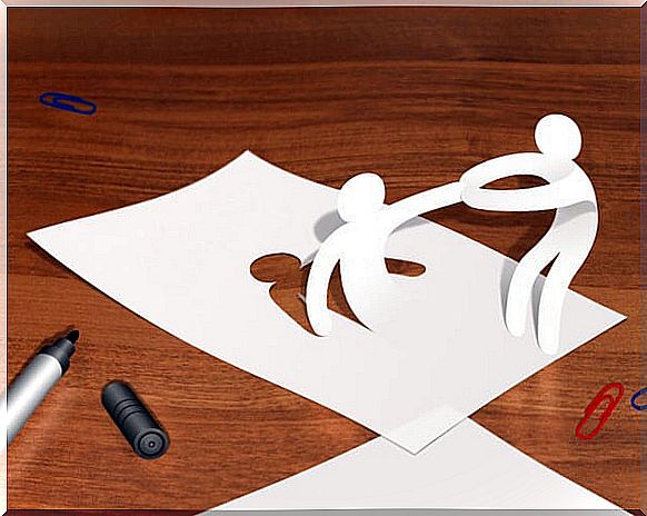 Paperworkers helping each other up symbolizes how psychologists and patients help each other