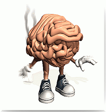 A smoking brain with legs