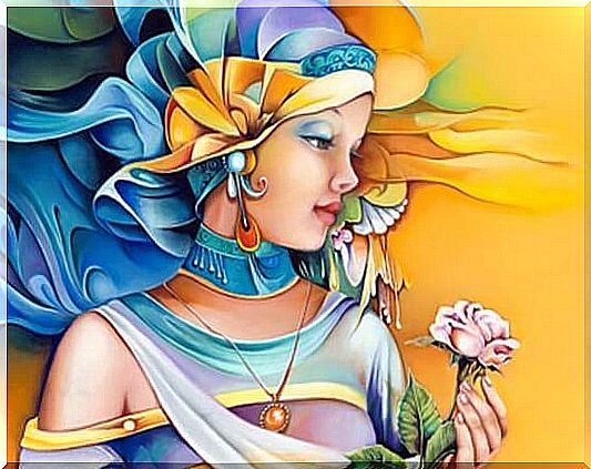 Woman with flower is ruler in her own life