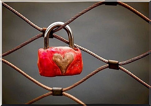 A padlock with a heart on