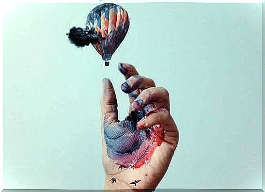 Hot air balloon with paint