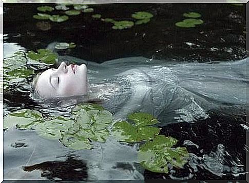 Woman floating in water