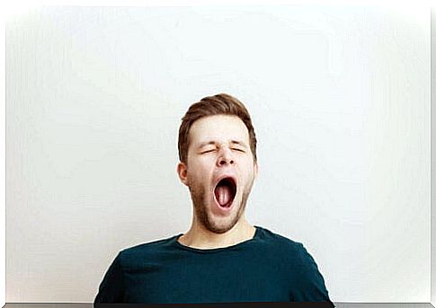 Man yawning